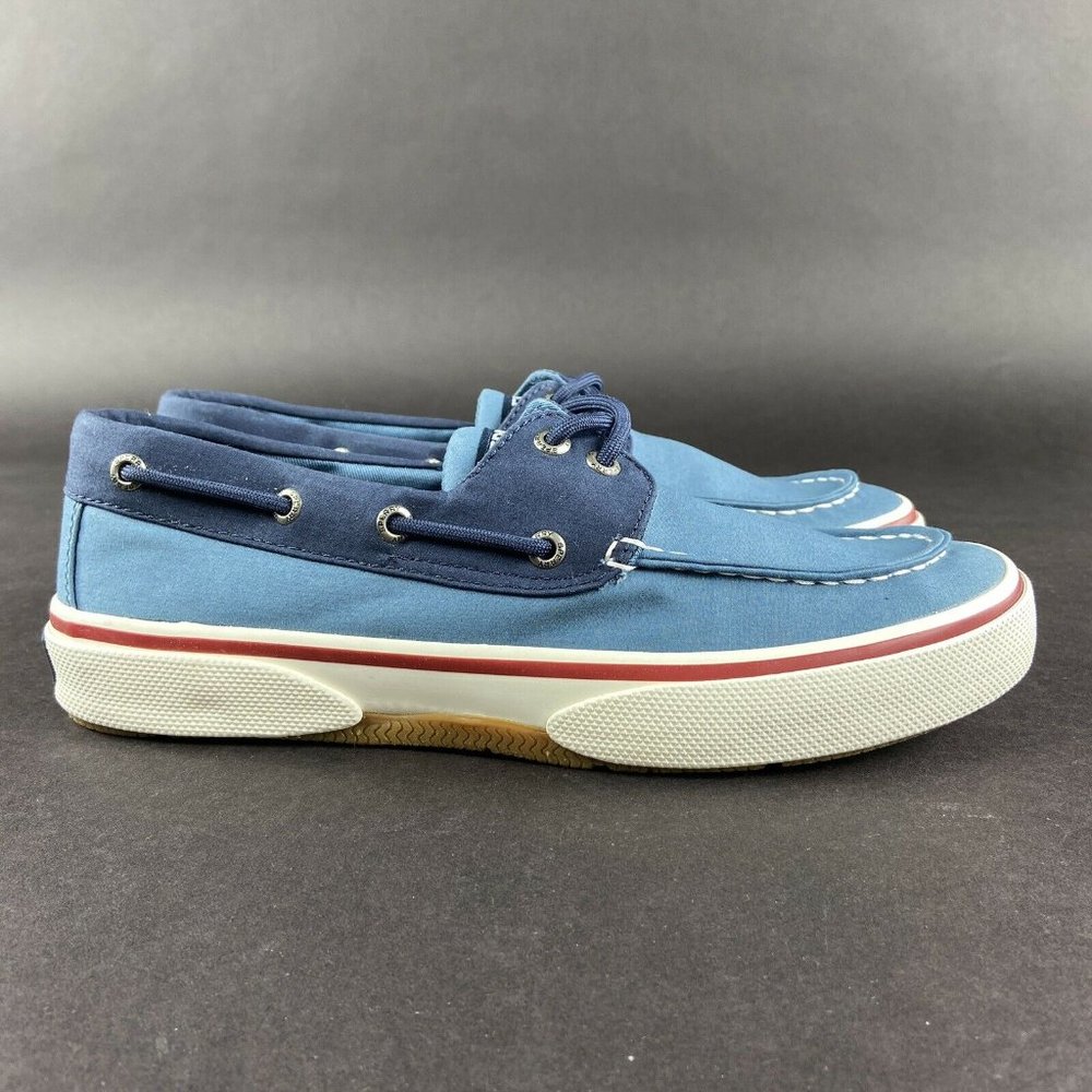 Sperry Men's Halyard 2-Eyed Memory Foam Nautical Navy Blue Boat Shoe Size 8